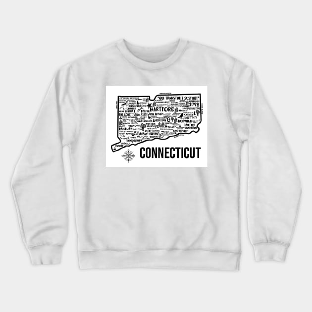 Connecticut Map Crewneck Sweatshirt by fiberandgloss